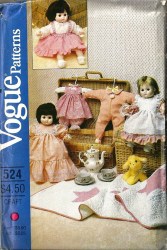 2868  VOGUE 13''-15'',18''-20'' BABY DOLL SLEEPER, UNDIES, DRESS PATTERN UNCUT